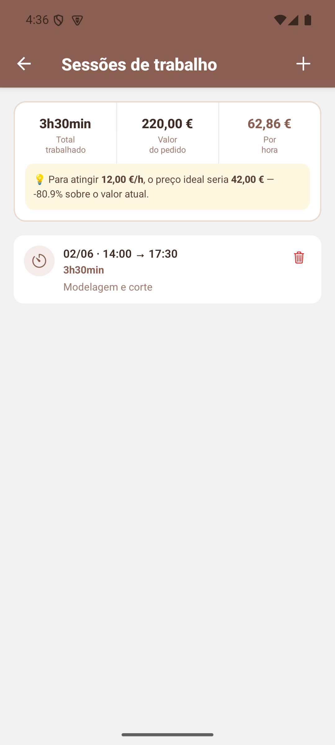 Sessões de Trabalho e Cronómetro