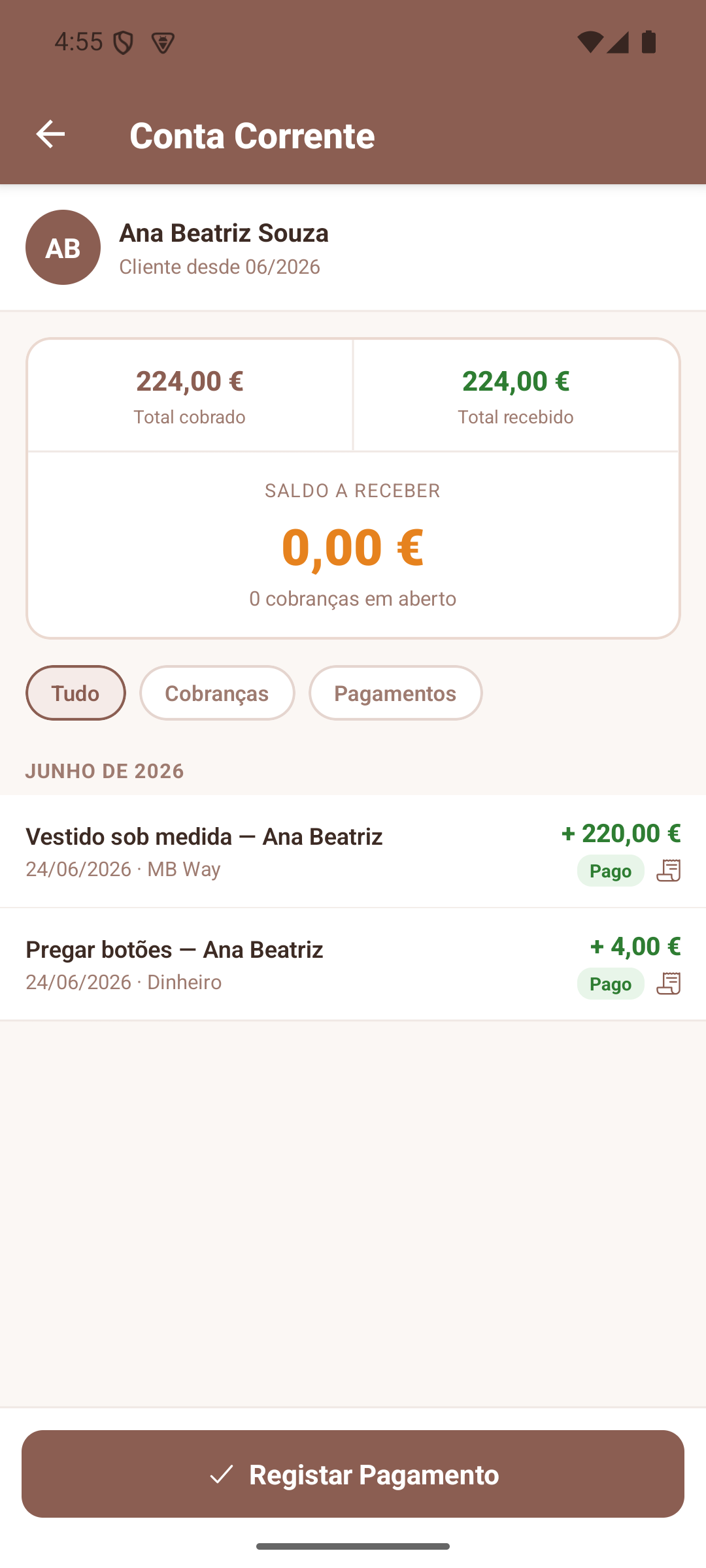 Conta Corrente da Cliente